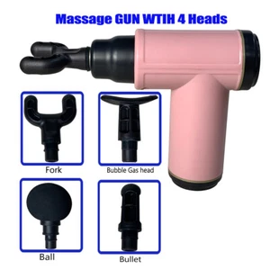 Massage Gun Percussion Deep Tissue Muscle Vibrating Relaxing 4 Heads Massage Gun - Picture 1 of 12