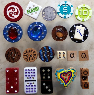 LARGE ODD BUTTONS: Handmade 20x Set, Found Object, Game Piece, Custom Art LOT #9 - Image 1 of 4