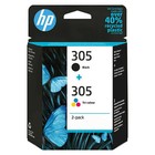 MULTIPACK DE DEUX CARTOUCHES HP 305 NOIRE  + COULEUR / 6zd17ae noir 2 2x pas xl