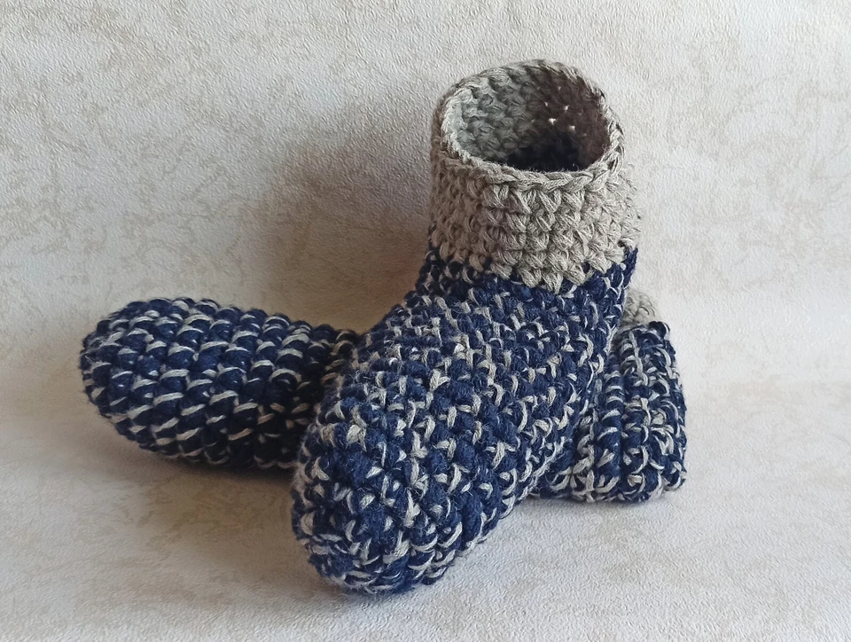 Zapatillas de lana unisex de ganchillo/calcetines ecológicos/talla EE. UU. 9-10, zapatos Foto 1 de 4