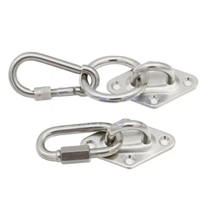 Carabiner Clip Screw Lock Link Chain Fastener Hook With Rings Stainless Steel A2 - Picture 1 of 9