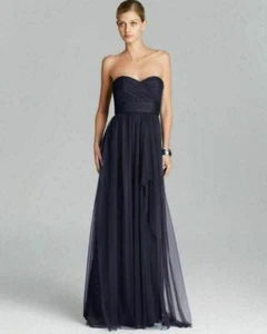Vestido sin tirantes de tul drapeado Amsale talla 12 Pacífico - Imagen 1 de 2