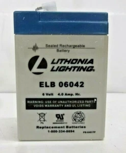 NEW!! Lithonia Lighting ELB 06042 6V Emergency Replacement Battery - Picture 1 of 2