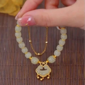 2023 Lucky Cloud Lock Beads Bracelet Adjustable Bangle Women New Year Party Gift - Picture 1 of 7