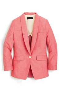 NWT J.CREW Women's Petite Unstructured Blazer Cotton-Linen Coral Pink 0P $178 - Picture 1 of 7