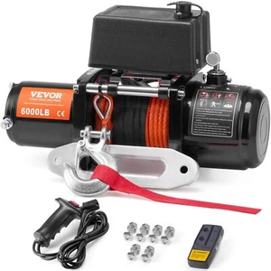 Electric Winch for Truck 6000 lb Synthetic Rope Waterproof Remote Control - Picture 1 of 11