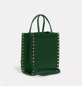 COACH Mini Cashin Tote Crossbody  With Rivets AMAZON GREEN NWT! $399 - Picture 1 of 13