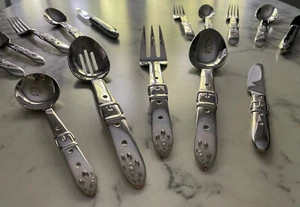 NIB RALPH LAUREN HIGHGATE BUCKLE STRAP 25pc 4 SETTING CUTLERY FLATWARE & HOSTESS - Picture 1 of 24