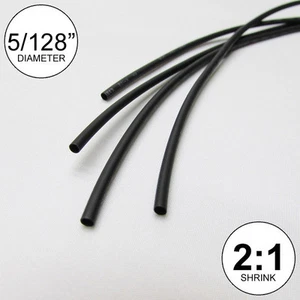 5/128" ID Schwarz Schrumpfschlauch 2:1 Verhältnis Verpackung (6x9" = 4 Fuß) Zoll/Fuß/bis 1 mm - Bild 1 von 4