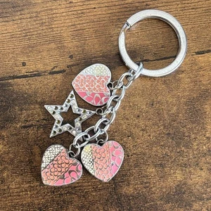 Portachiavi Coach Cuore Firmato Stella Autentica Pelle Usato - Foto 1 di 5