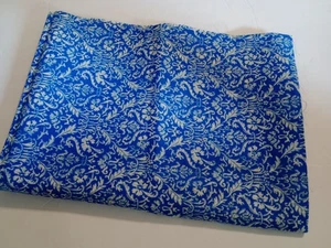 Indian Hand Block Print Cotton 1 Yard 16" Length 38" Width Fabric Blue & White - Picture 1 of 2
