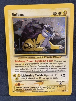 Pokémon Vintage Neo Revelation Holo Rare Raikou Card 13/64 READ - Image 1 of 4