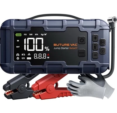 Portable 8000A Battery Jump Starter Air Compressor Power Bank Flashlight - Image 1 of 4