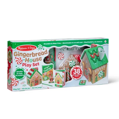 Christmas Gingerbread House Playset Melissa & Doug 38 Piece Wooden Reusable Set - Image 1 of 4