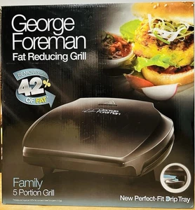 George Foreman Family 5-Portion 510sq cm Plate Grill 23420, Black. New And Boxed - Picture 1 of 13