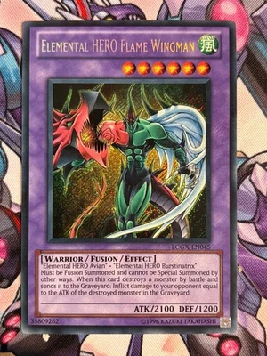 Elemental HERO Flame Wingman LCGX-EN045 Unlimited SECRET RARE YuGiOh Card  - Image 1 of 2