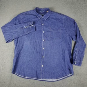 Tommy Bahama Relax Hemd Herren 3XL Blau Leinen Langarm Freizeit Knopfleiste * - Bild 1 von 8