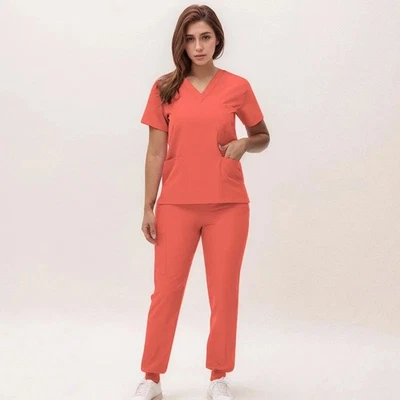 Premium V Neck Scrub Set for Nurses Surgeons 14 Colors Stretchy  Quick Dry - Image 1 of 4