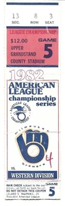 MILWAUKEE BREWERS 1982 GAME 5 American League Championship Ticket VG Condition - Picture 1 of 2