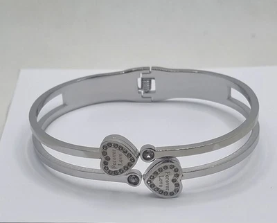 BRACCIALE RIGIDO DELL'AMORE in acciaio e cubic zirconia, bracciale con cuore - Immagine 1 di 4