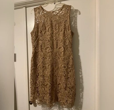 Calvin Klein Floral Lace Sleeveless Sheath Dress, sz 14  - Image 1 of 4