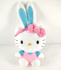 Hello Kitty Osterhase mit blauen Ohren rosa Schleife 8 Zoll Plüsch Ty Sanrio - Bild 1 von 7