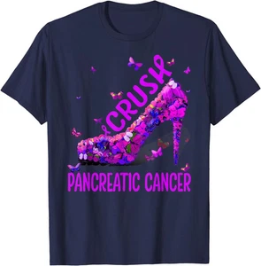 High Heel Crush Pancreatic Cancer Awareness Purple Unisex T-Shirt S-5XL - Picture 1 of 9