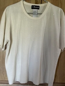 sag harbor Woman Sweater Size 2X  Cream With Beading - Picture 1 of 9