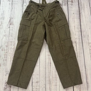 Vintage 1960er M&S Wolle Militär Feldhose Med Regular Armee grün Cargo Taschen Rarität - Bild 1 von 6