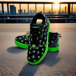 HEELYS Pro 20 MINECRAFT Authentic Wheeled Shoes Green And Black Women Size 8.5 - Picture 1 of 13