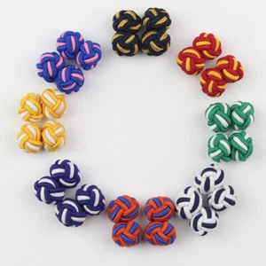 1Pair Knot Cufflinks Men Classic Rope Ball Knot Cuff Links Silk Knots Cuff Link - Picture 1 of 25