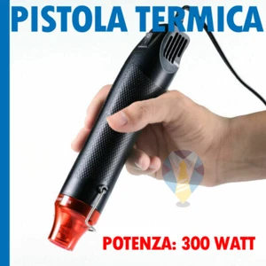 PISTOLA TERMICA ARIA CALDA NERO 300 WATT 220 VOLT PER GUAINA HOBBY FAI DA TE - Foto 1 di 10