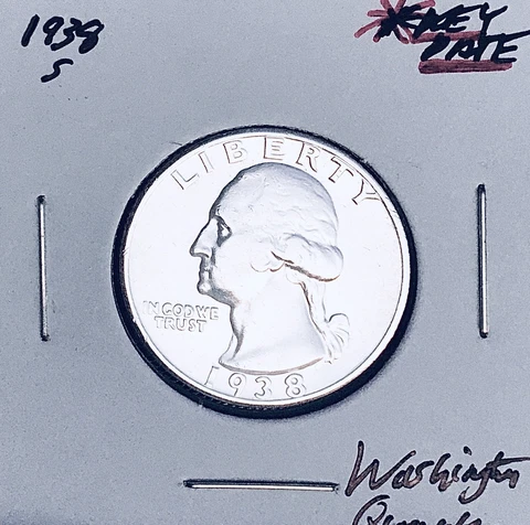 1938-S  SAN FRANCISCO  MINT  KEY DATE!  U.S. WASHINGTON QUARTER Cover