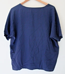 Neu mit Etikett Lauren Ralph Lauren dunkelblau entspannt kastig 100 % Seide Bluse Top S $ 140 - Bild 1 von 7