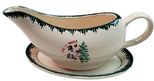 Atico Let It Snow Gravy Dish And Plate Snowmen Christmas Vintage 1998 Pre-owned