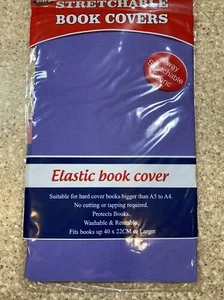 STRETCHABLE BOOK COVER PURPLE FITS BOOKS UP TO 40 x 22CM OR LARGER - Picture 1 of 2