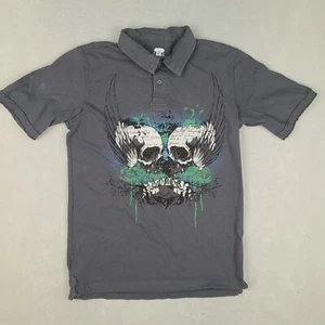 Route 66 Junior Boy's Polo Shirt Size Extra Large (14-16) Gray Skulls - Picture 1 of 11