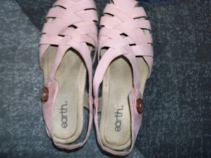 EARTH ORIGINS FISHERMAN LEATHER BERRI SLIDE SANDALS-DUSTY ROSE PINK-9W-EUC - Picture 1 of 5