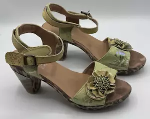 L'Artiste Lmen Step Wildcat Green Leopard Ankle Strap Sandals EU 39-US 8.5 - Picture 1 of 15