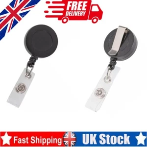 5pcs Black Retractable ID Card Holder Reel Badge Key Name Clip Tag Display - Picture 1 of 10