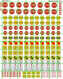 9000-S DAVE'S DECALS HO SCALE SIZE MODERN AND VINTAGE STOP AND ASSORTED SIGNs - Picture 1 of 2