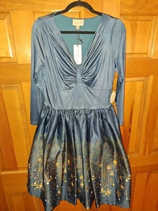 Vestido Lindy Bop azul y dorado talla US 10 - Imagen 1 de 3