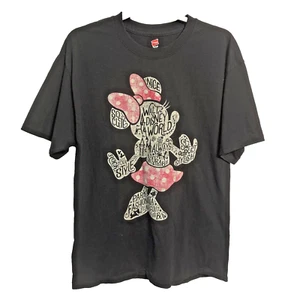Walt Disney World Hanes Tee Shirt Size Large Black Minnie Mouse Bow Fashionista - Picture 1 of 6