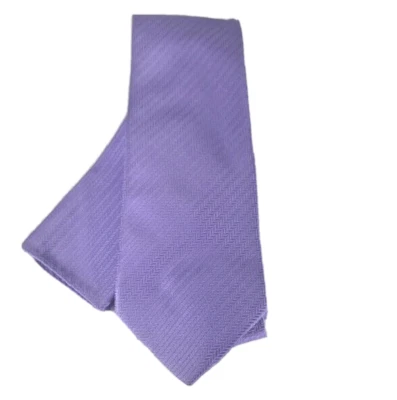 Men's Tie and Hanky Solid Lavender with a Striped Pattern Polyester 3.75" Wide - Image 1 of 4