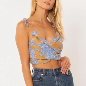 Amuse Society Salbei bauchfreies gewebtes Top Größe Medium neu mit Etikett - Bild 1 von 7
