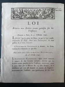 LOIS ARRETES DECRETS - LOI - Soldats fur les vaisseaux - 31 Octobre 1790 - Imagen 1 de 2