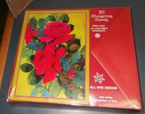 20 CHRISTMAS IMPERIALS CARDS BOX LOT MANHATTAN GREETINGS 600 SERIES ROSES - Imagen 1 de 5