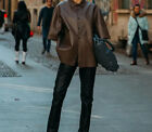 Casual Brown Leather Designer Handmade Stylish Genuine Lambskin Shirt Women Soft