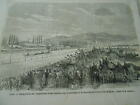 Gravure 1867 - Lyon inauguration de l'hippodrome et des courses Jockey Club