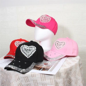 Adjustable Personalize Pearl Heart Stylish Hat Outdoor Travel Visor Baseball Cap - Picture 1 of 9